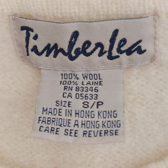 VINTAGE Timberlea Embroidered Beaded  Poinsettia Wool Cardigan Cream Sz S EUC - Picture 3 of 4